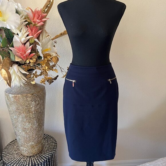 Tommy Hilfiger Dresses & Skirts - Tommy Hilfiger Navy Blue Pencil Skirt with Gold Zippers size 4